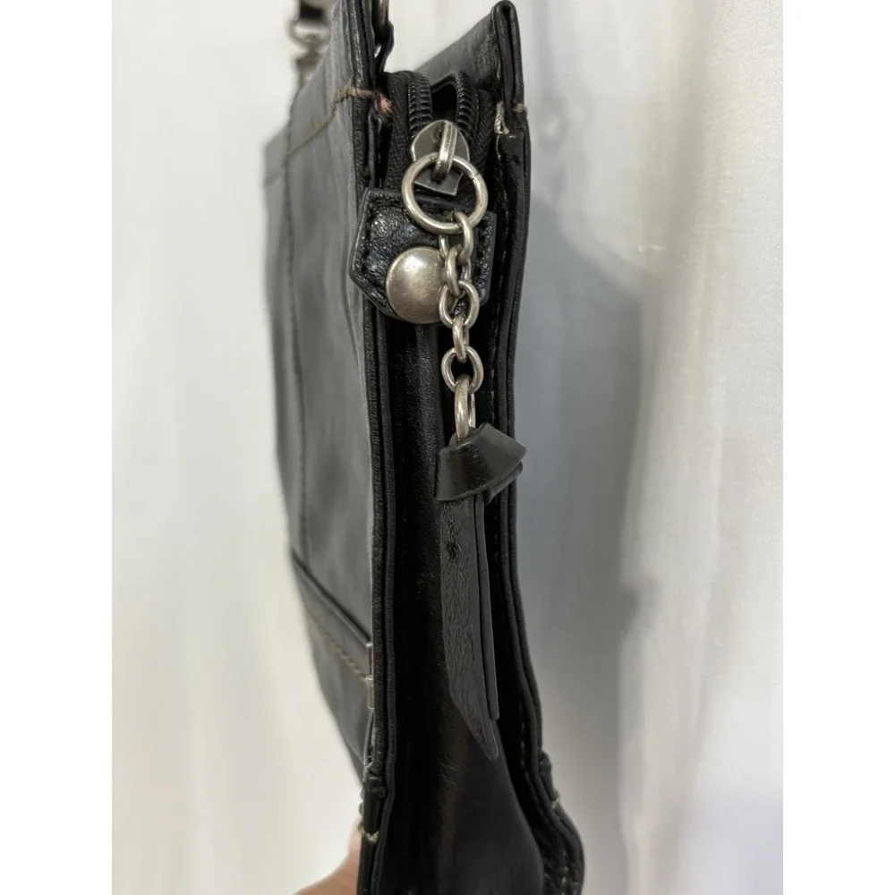 The Sak Iris Leather Three-Way-Wear Crossbody Clutch Black Pebble Leather